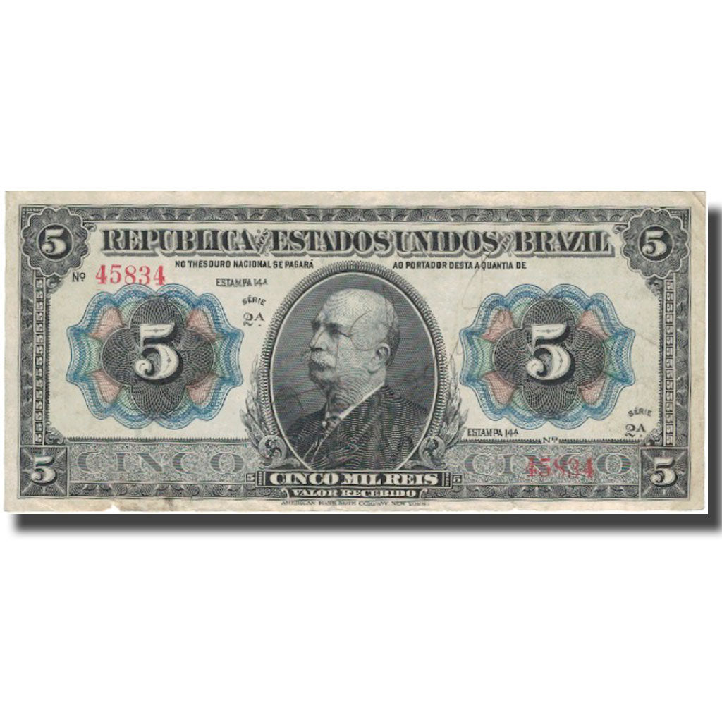 Billete, 5 Mil Reis, Brasil, KM:24a, BC+