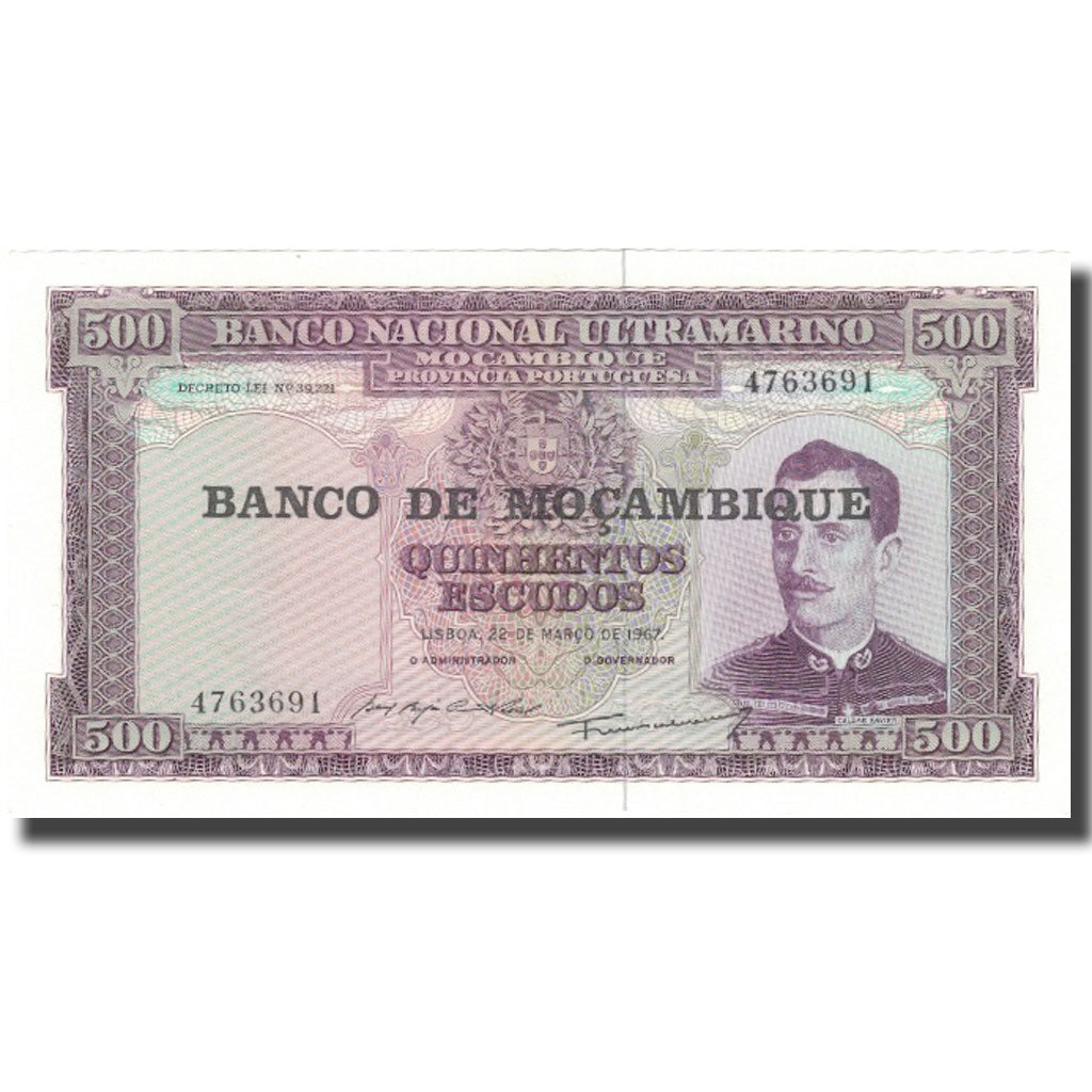Nota, Moçambique, 500 Escudos, 1967, 1967-03-22, KM:118a, UNC(65-70)