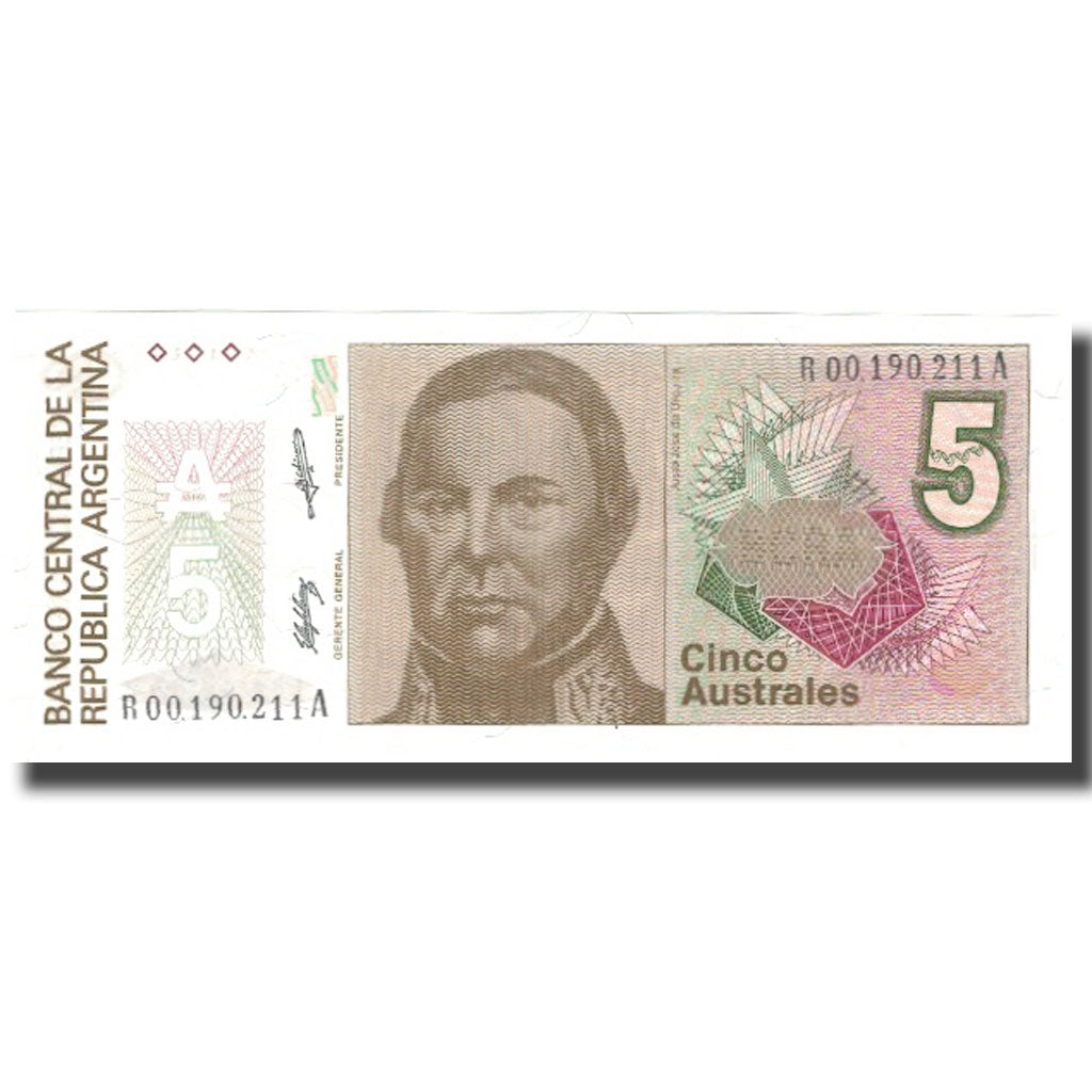 Nota, Argentina, 5 Australes, Undated (1985-89), KM:324a, UNC(65-70)