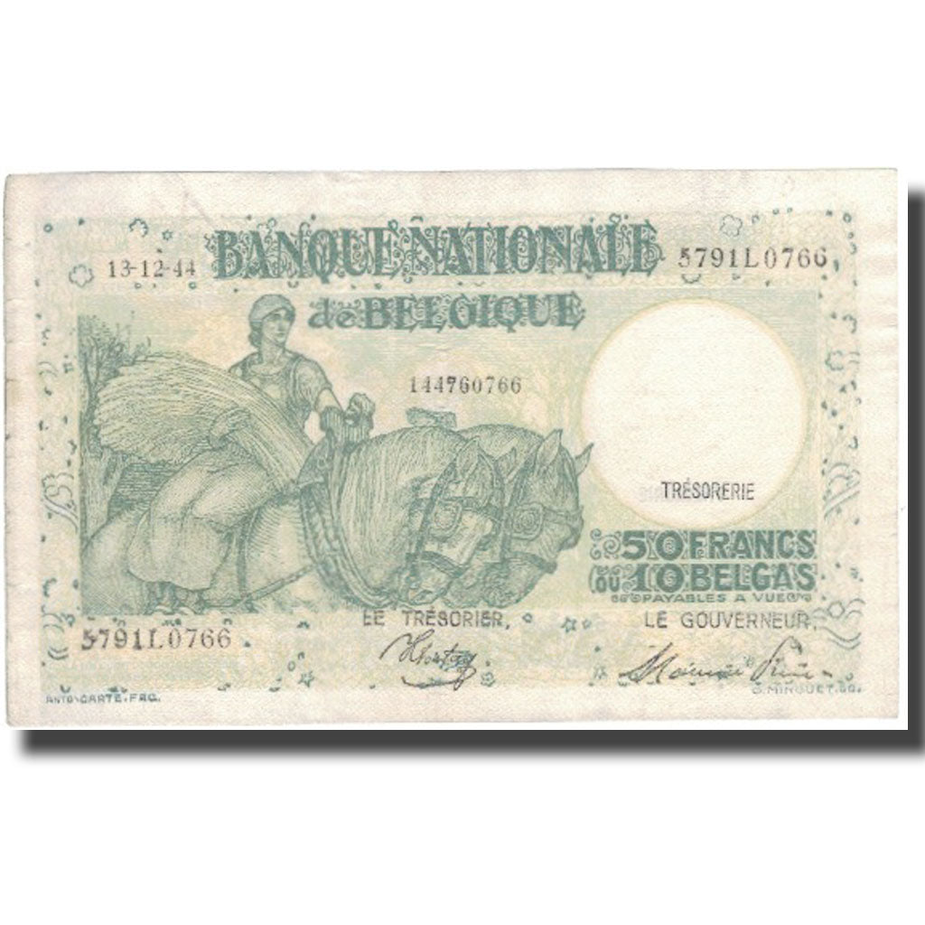Banknote, Belgium, 50 Francs-10 Belgas, 1944, 1944-12-13, KM:100, VF(20-25)