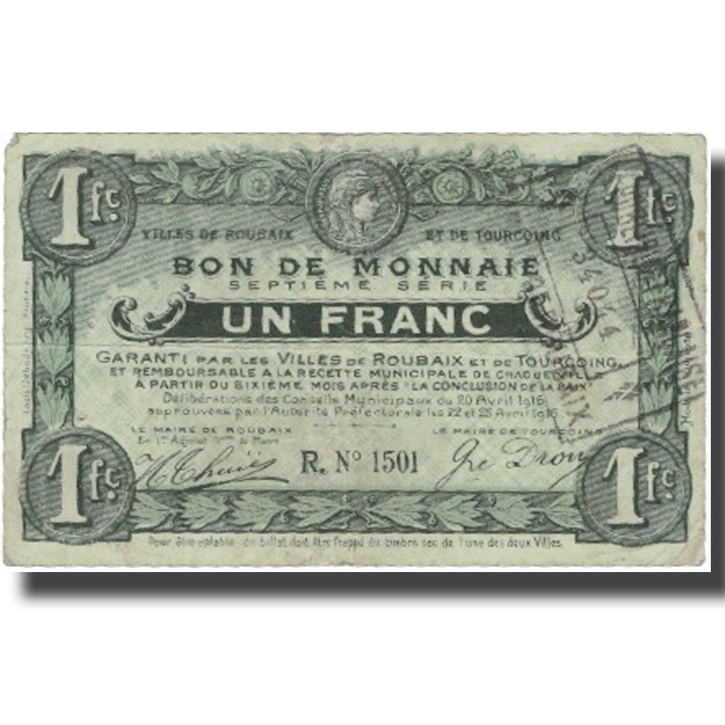 França, NORD, 1 Franc, 1916, EF(40-45)
