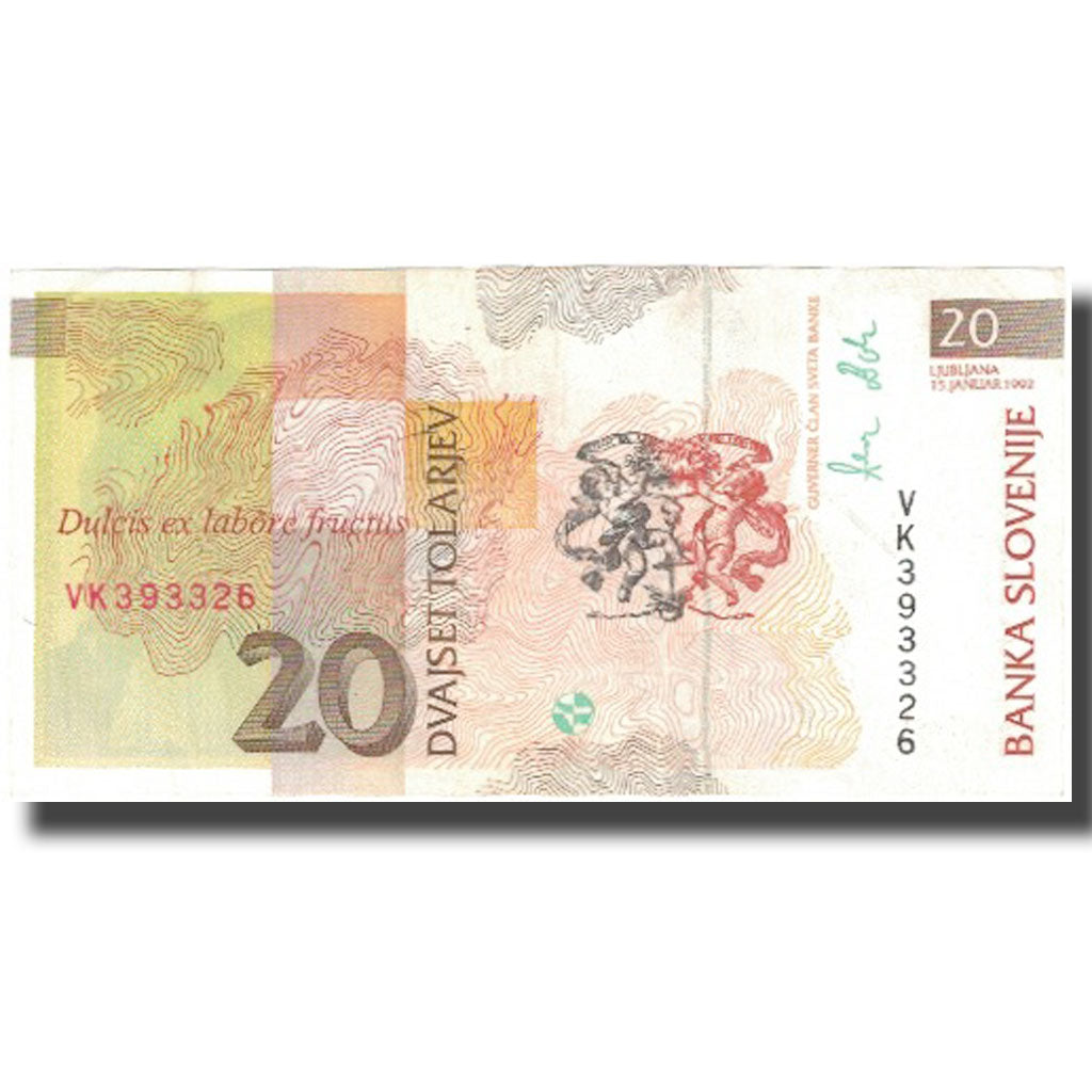 Banknote, Slovenia, 20 Tolarjev, 1992, 1992-01-15, KM:12a, UNC(60-62)