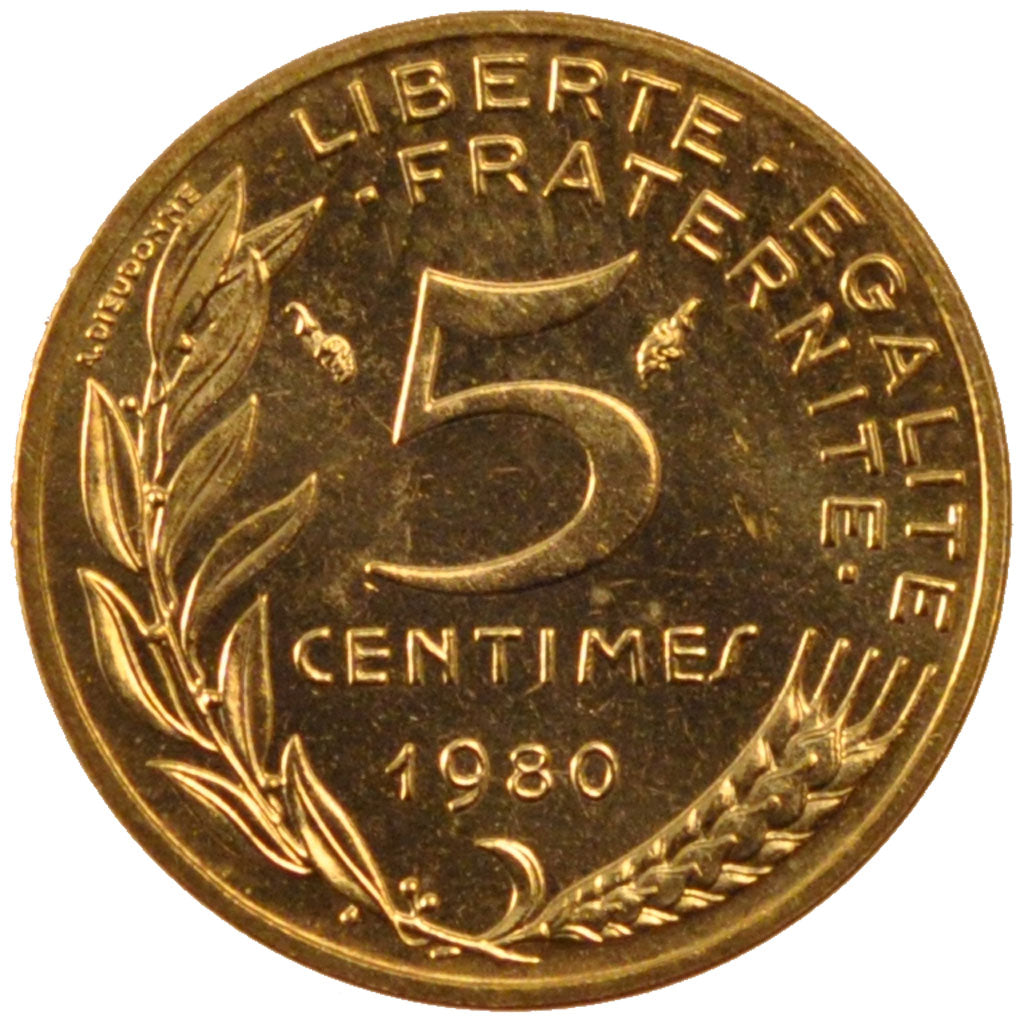 Monnaie, France, Marianne, 5 Centimes, 1980, Paris, FDC, Aluminum-Bronze