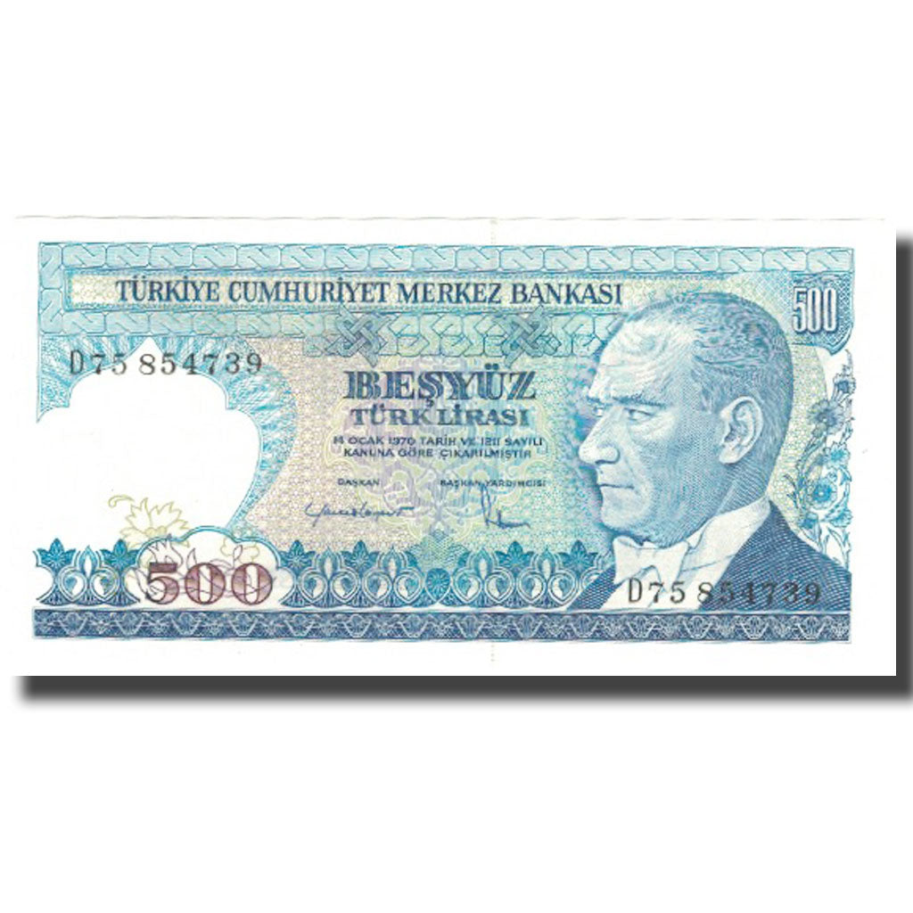 Banknot, Turcja, 500 Lira, 1970, 1970-10-14, KM:195, UNC(64)