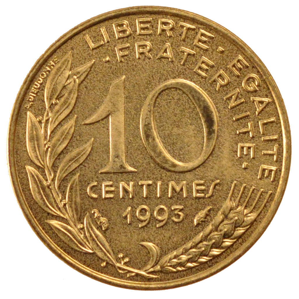 FRANCE, 10 Centimes, 1993, MS(65-70), Aluminium-Bronze, Gadoury #293, 3.00