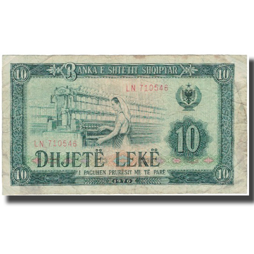 Banknote, Albania, 10 Lekë, 1976, 1976, KM:43a, VF(20-25)