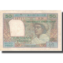 Banknote, Madagascar, 50 Francs = 10 Ariary, undated (1969), KM:61, EF(40-45)