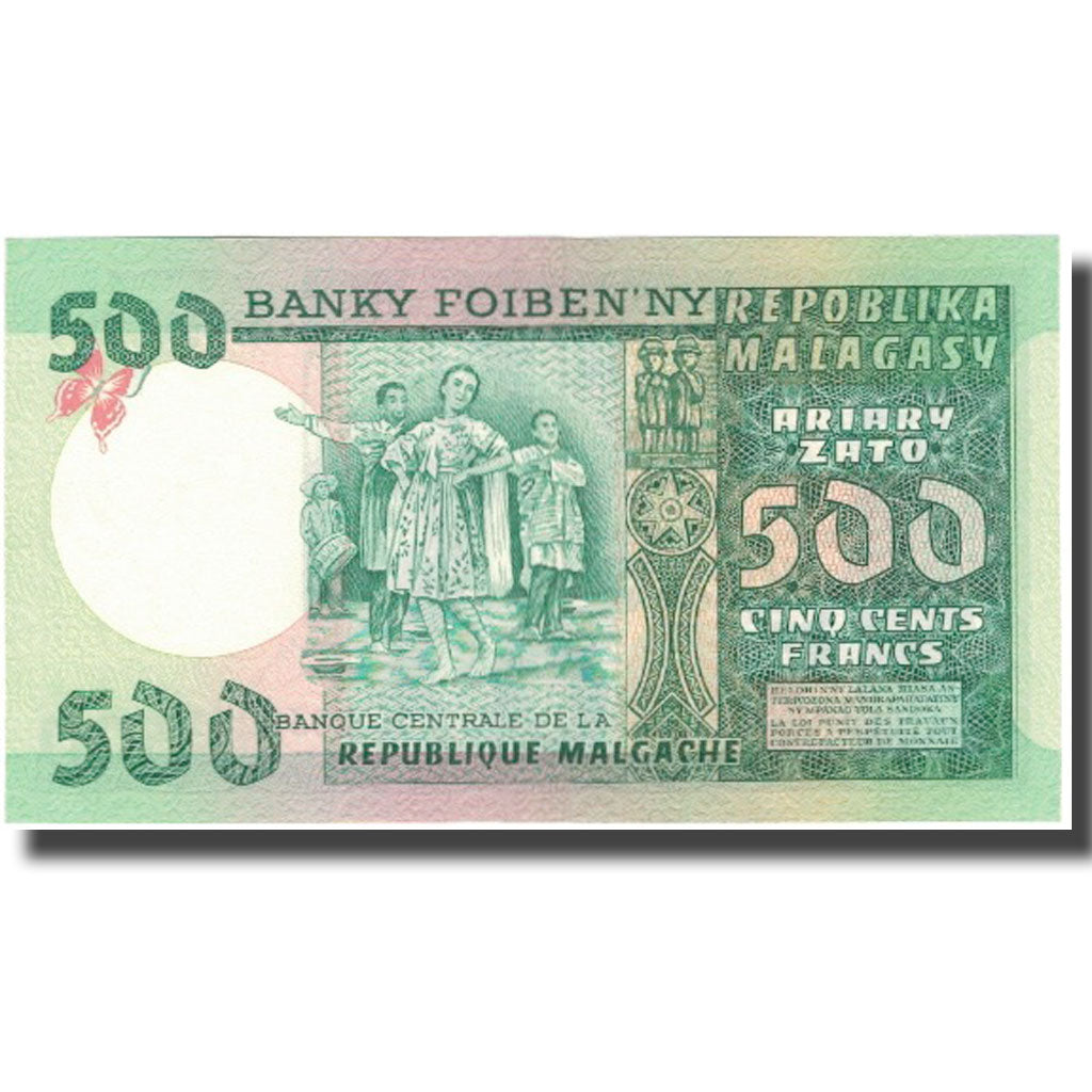 Banknote, Madagascar, 500 Francs = 100 Ariary, KM:64a, UNC(64)