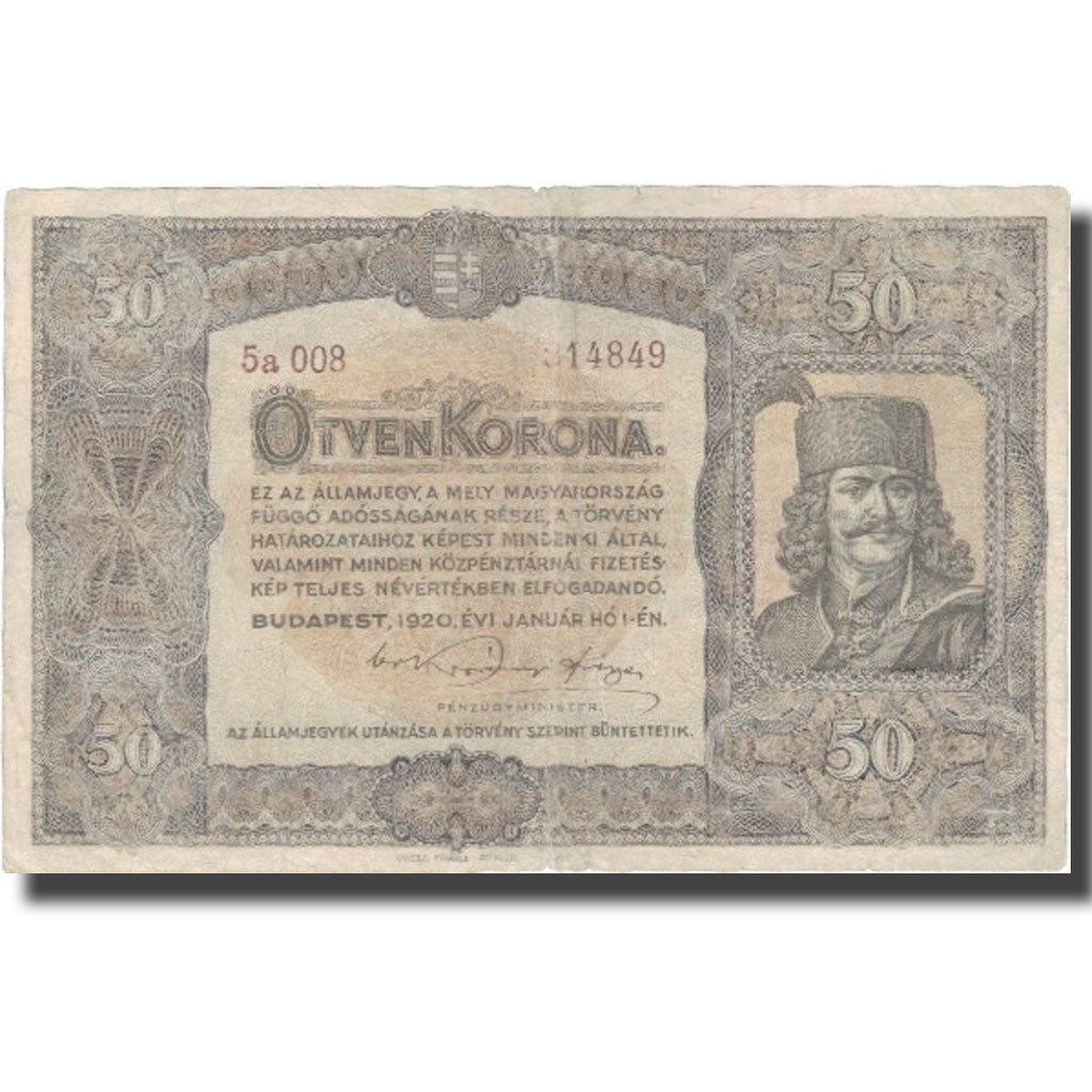 Banknote, Hungary, 50 Korona, 1920, 1920-01-01, KM:62, VF(20-25)
