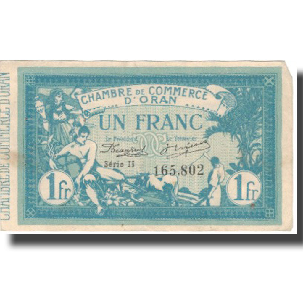 Banknote, Algeria,1 Franc, Chambre de Commerce,1915-11-10,AU(50-53), PIROT:14108