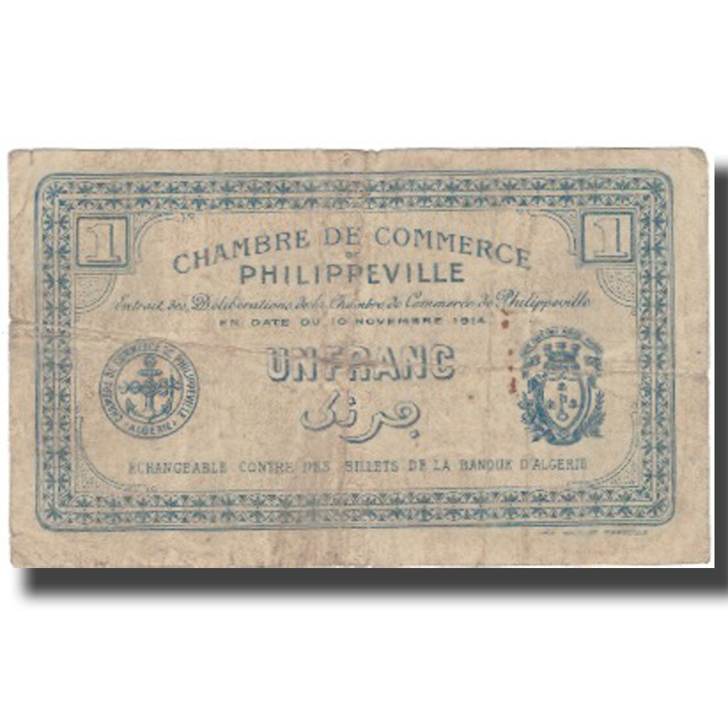 Banconote, Algeria, 1 Franc, Chambre de Commerce, 1914, 1914-11-10, MB