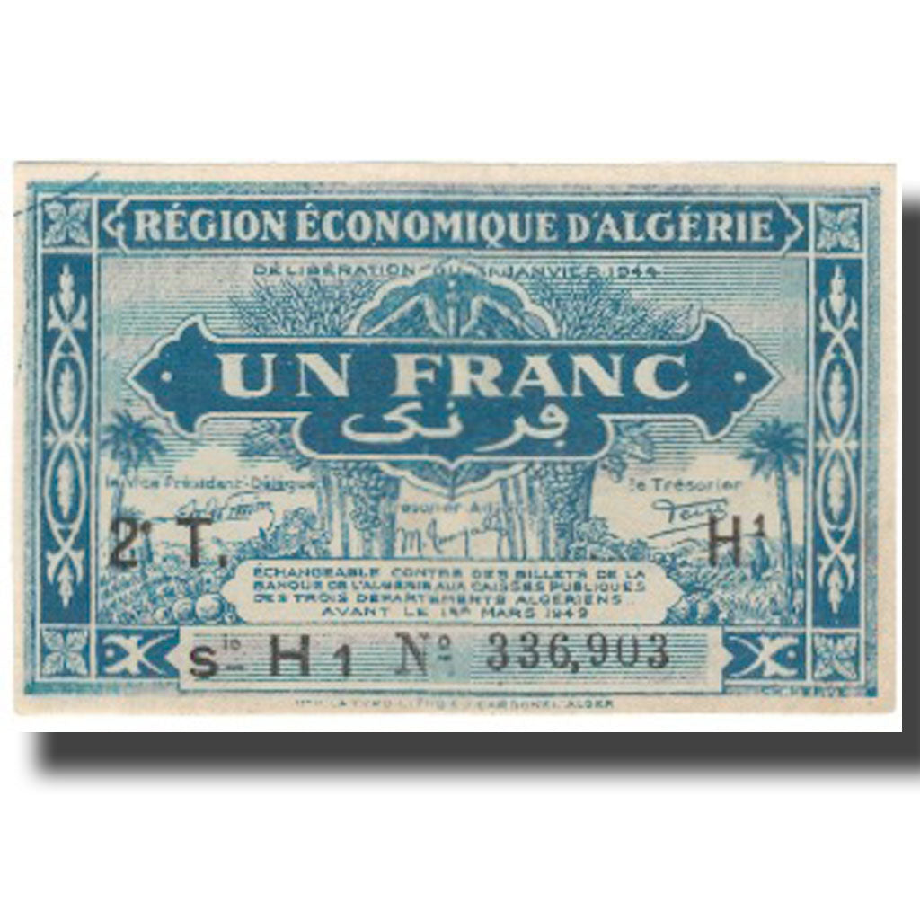 Banconote, Algeria, 1 Franc, 1944, 1944-01-31, KM:101, SPL