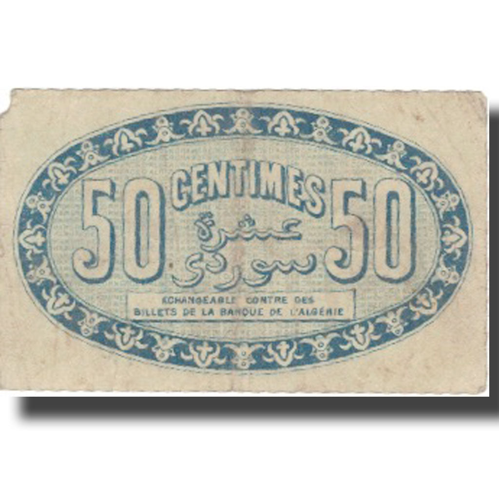 Banconote, Algeria, 50 Centimes, Chambre de Commerce, 1915, 1915-01-13, MB+