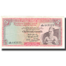 Billet, Ceylon, 5 Rupees, 1974, 1974-08-27, KM:73b, SUP+
