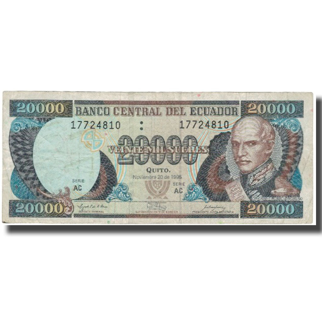 Billete, 20,000 Sucres, 1995, Ecuador, 1995-11-20, KM:129a, BC+