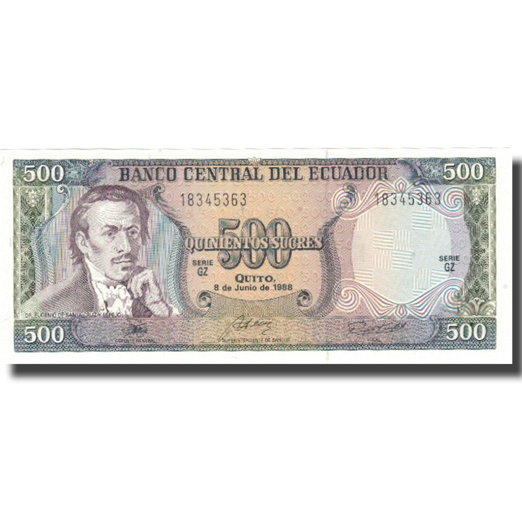 Billet, Équateur, 500 Sucres, 1988, 1988-06-08, KM:124a, NEUF