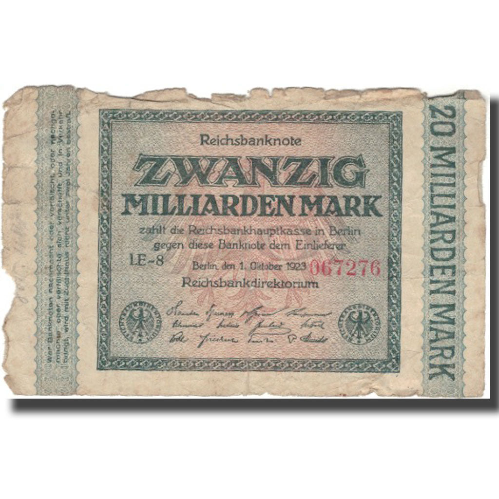 Banconote, Germania, 20 Milliarden Mark, 1923, 1923-10-01, KM:118a, B