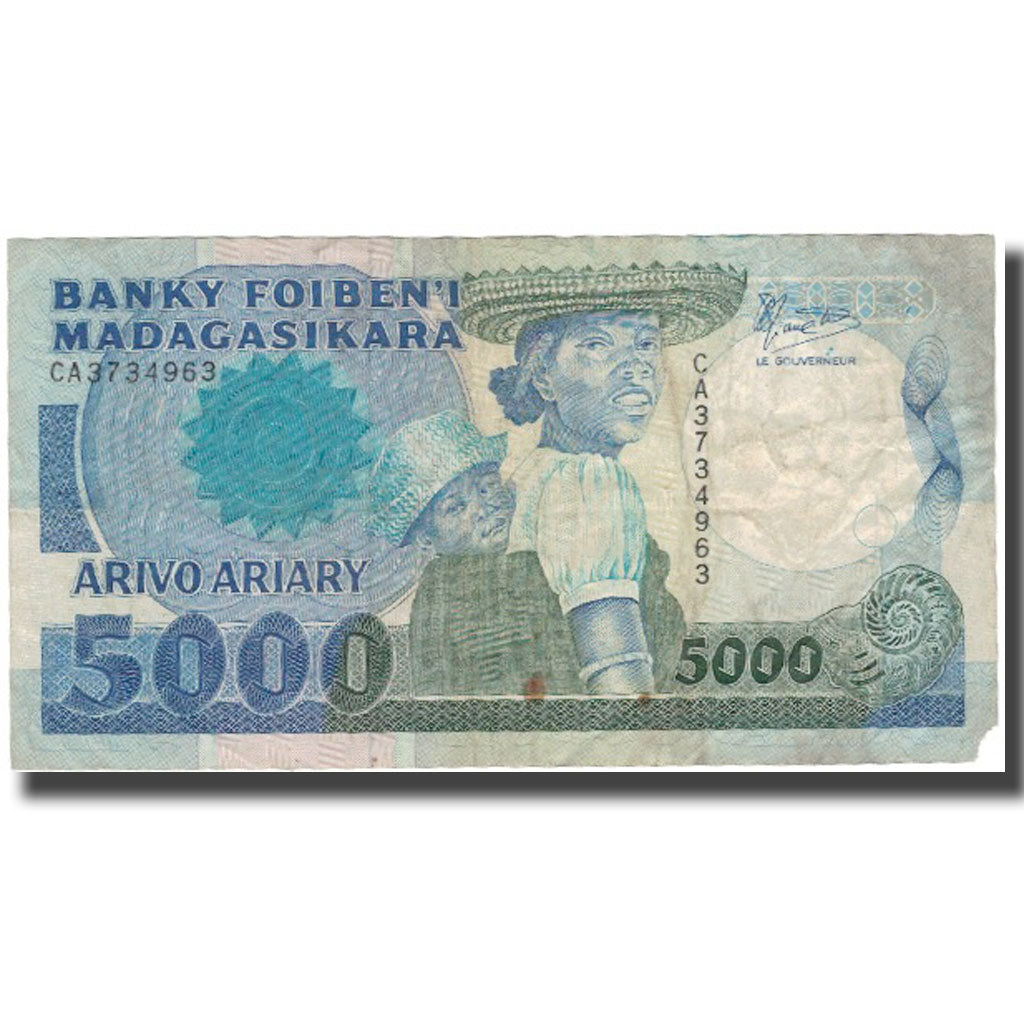 Banknote, Madagascar, 5000 Francs = 1000 Ariary, Undated (1988-94), KM:73a