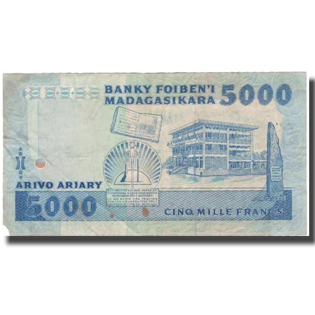 Banknote, Madagascar, 5000 Francs = 1000 Ariary, Undated (1988-94), KM:73a