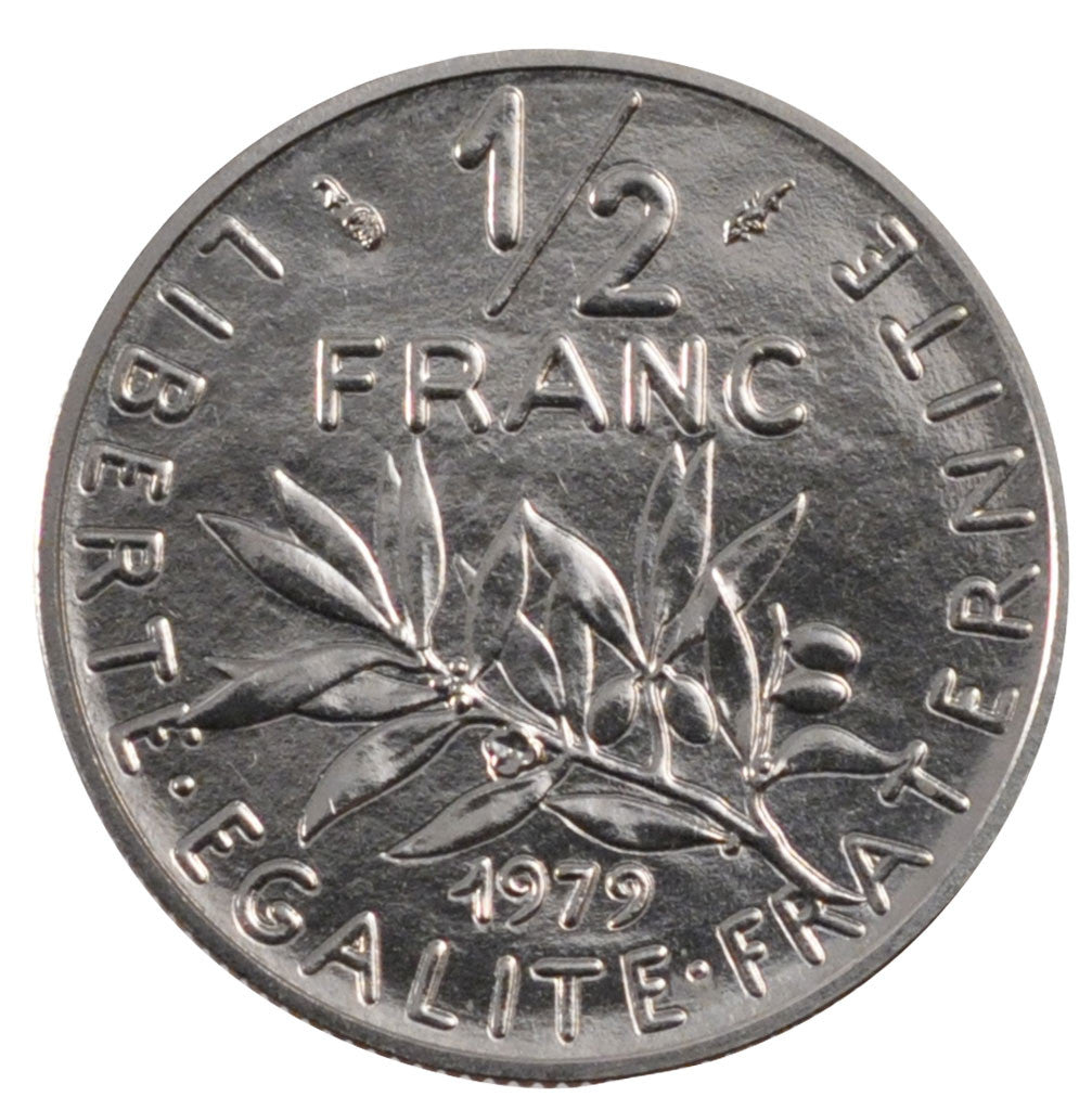 FRANCE, Semeuse, 1/2 Franc, 1979, Paris, KM #931.1, MS(65-70), Nickel, 19.5,...