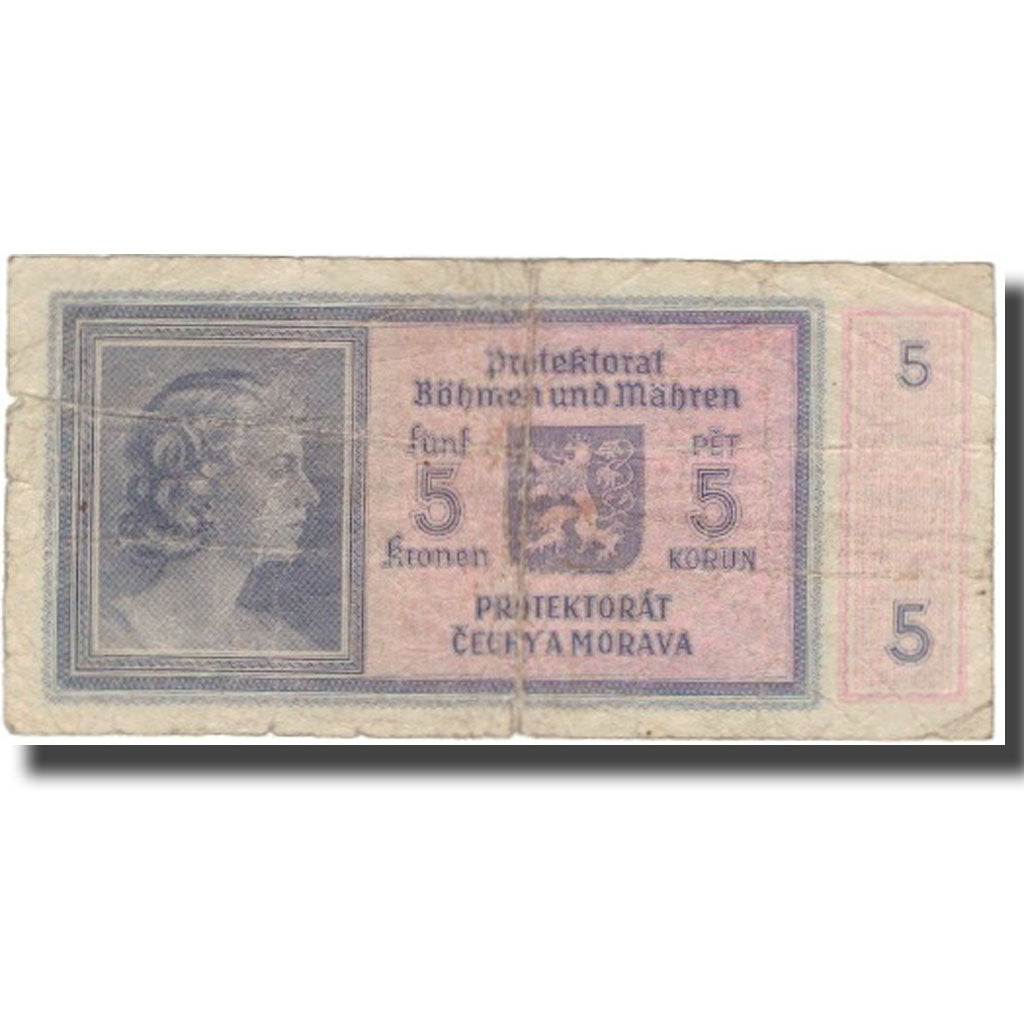 Banknote, Bohemia and Moravia, 5 Korun, KM:4a, F(12-15)