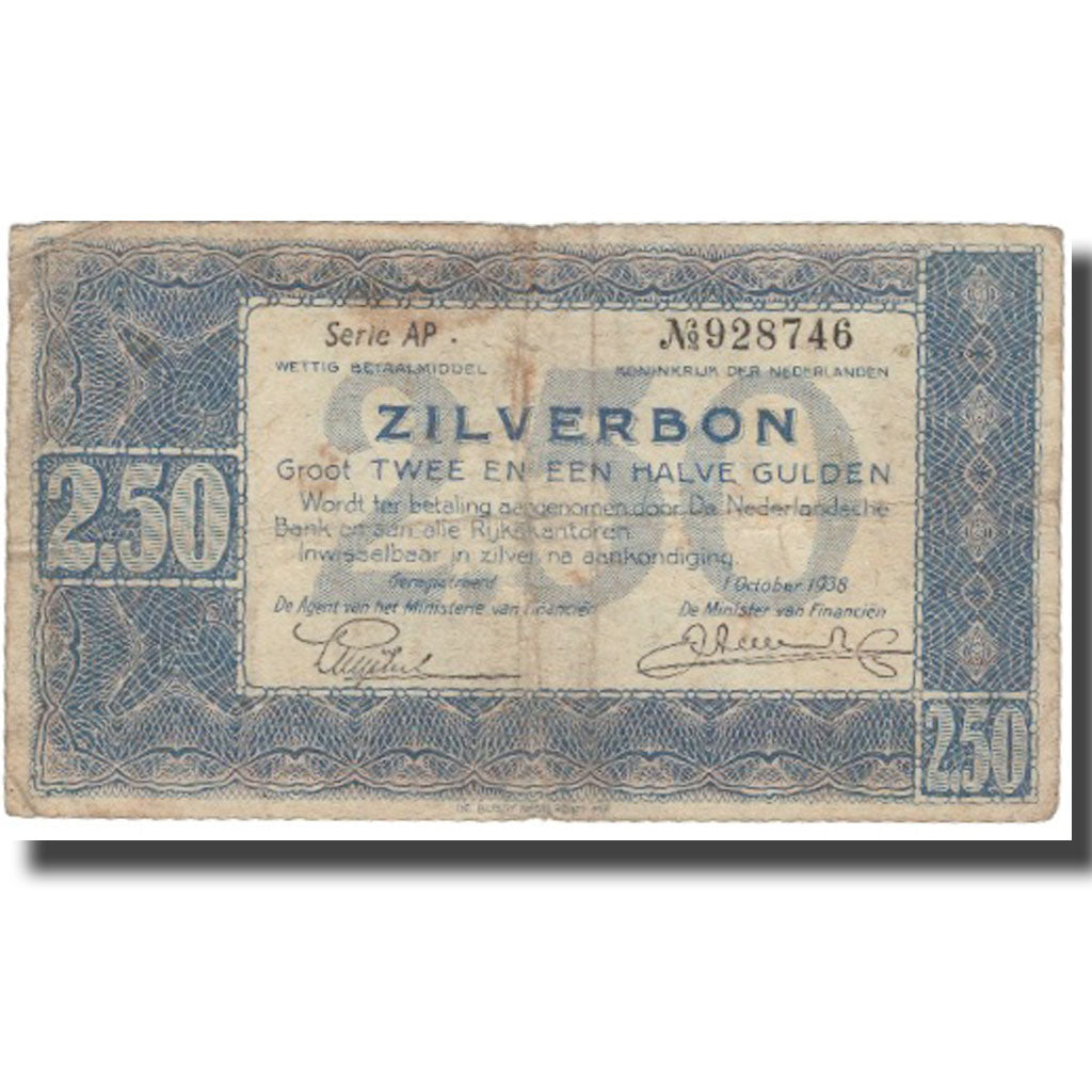 Banknote, Netherlands, 2 1/2 Gulden, 1938, 1938-10-01, KM:62, F(12-15)
