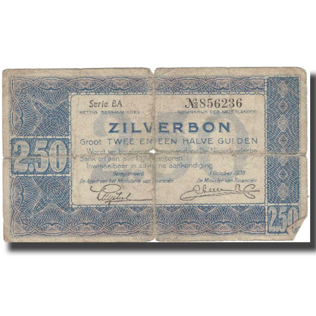 Banknote, Netherlands, 2 1/2 Gulden, 1938, 1938, KM:62, VG(8-10)
