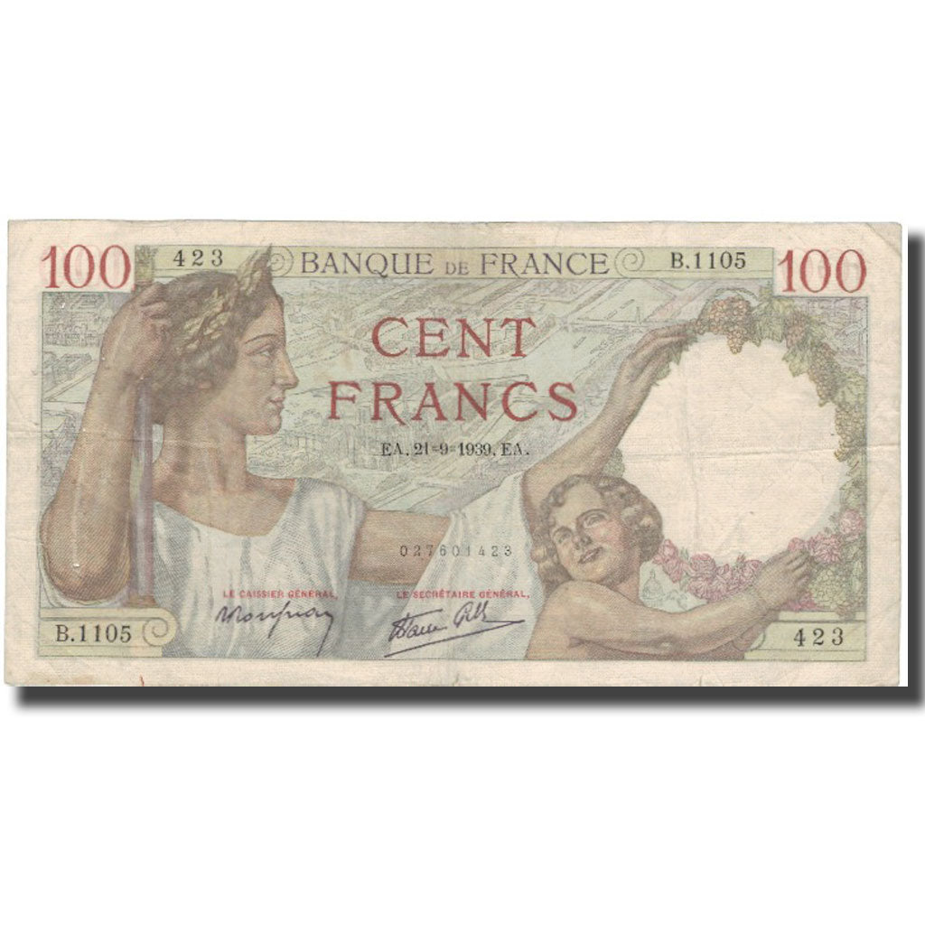 Frankrijk, 100 Francs, 100 F 1939-1942 ''Sully'', 1939, 1939-09-21, TTB