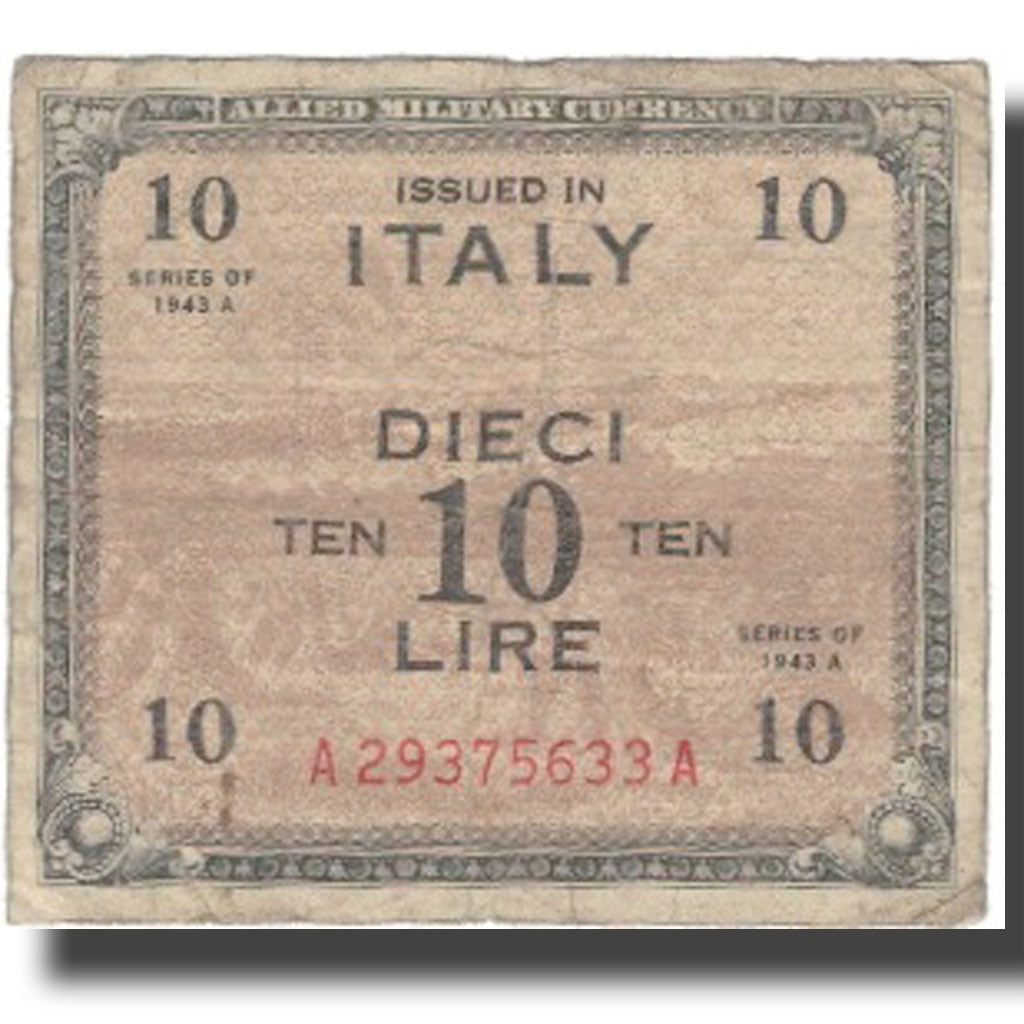 Banknote, Italy, 10 Lire, 1943, 1943, KM:M13a, VF(20-25)