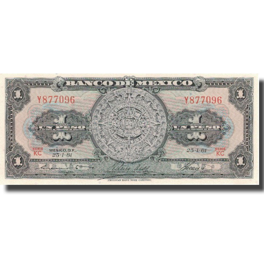 Billete, 1 Peso, 1961, México, 1961-01-25, KM:59g, SC+