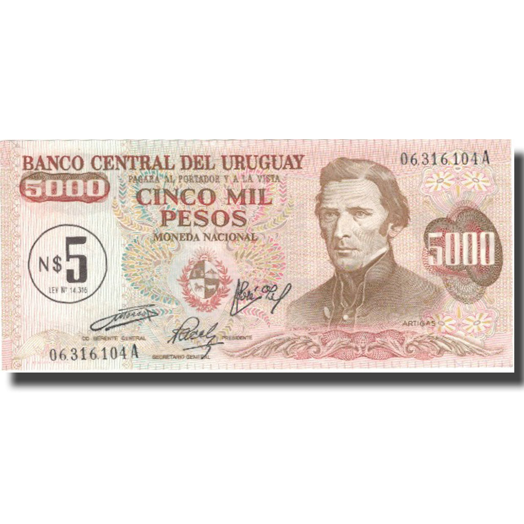 Billete, 5 Nuevos Pesos on 5000 Pesos, Uruguay, KM:57, UNC
