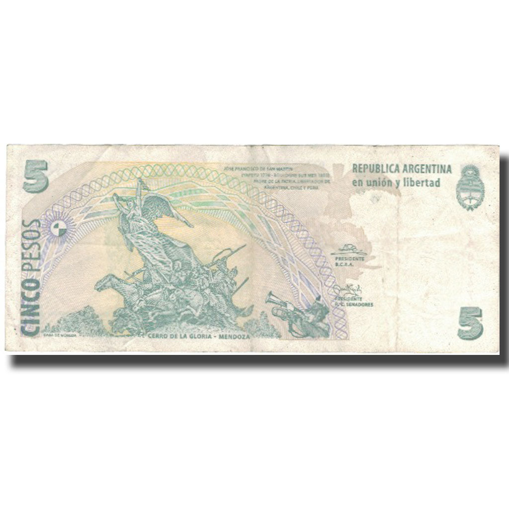 Banknot, Argentina, 5 Pesos, Undated (1998-2003), Undated, KM:347, EF(40-45)