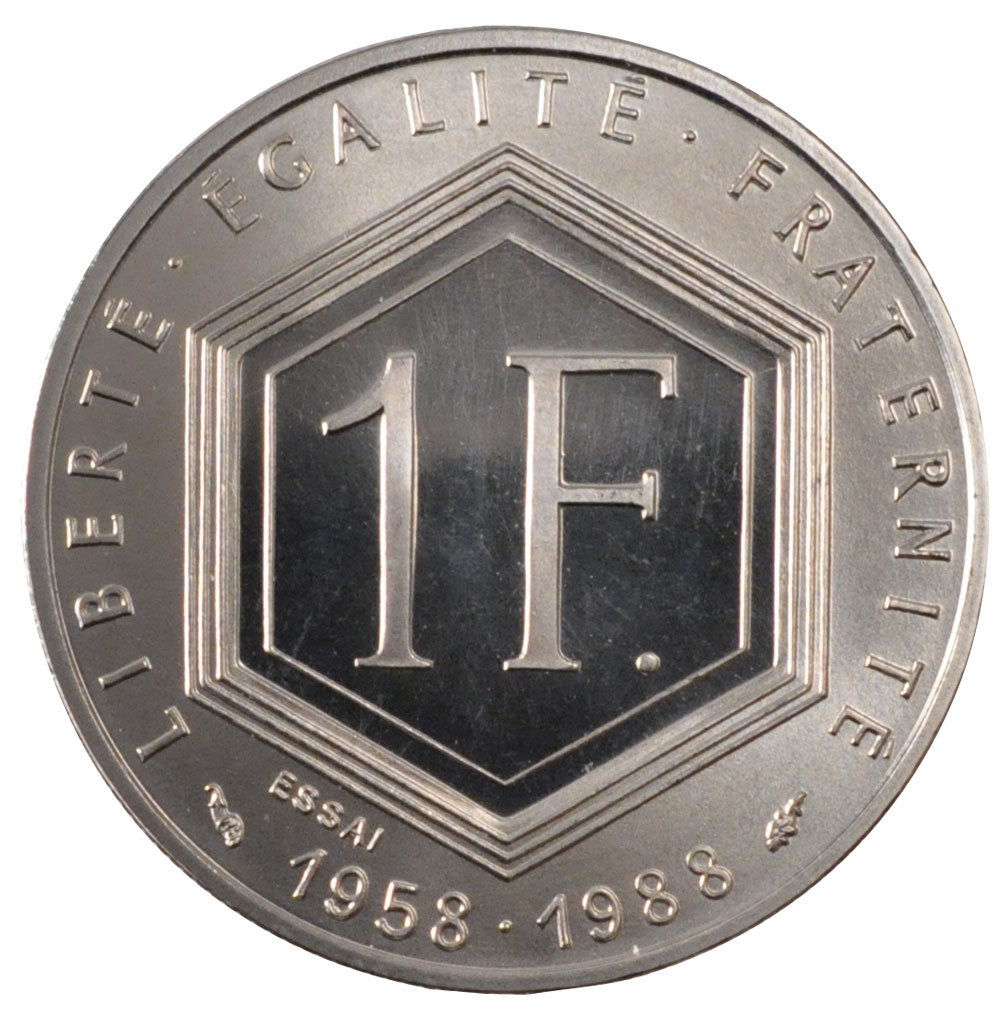Vème République, 1 Franc Charles De Gaulle essai