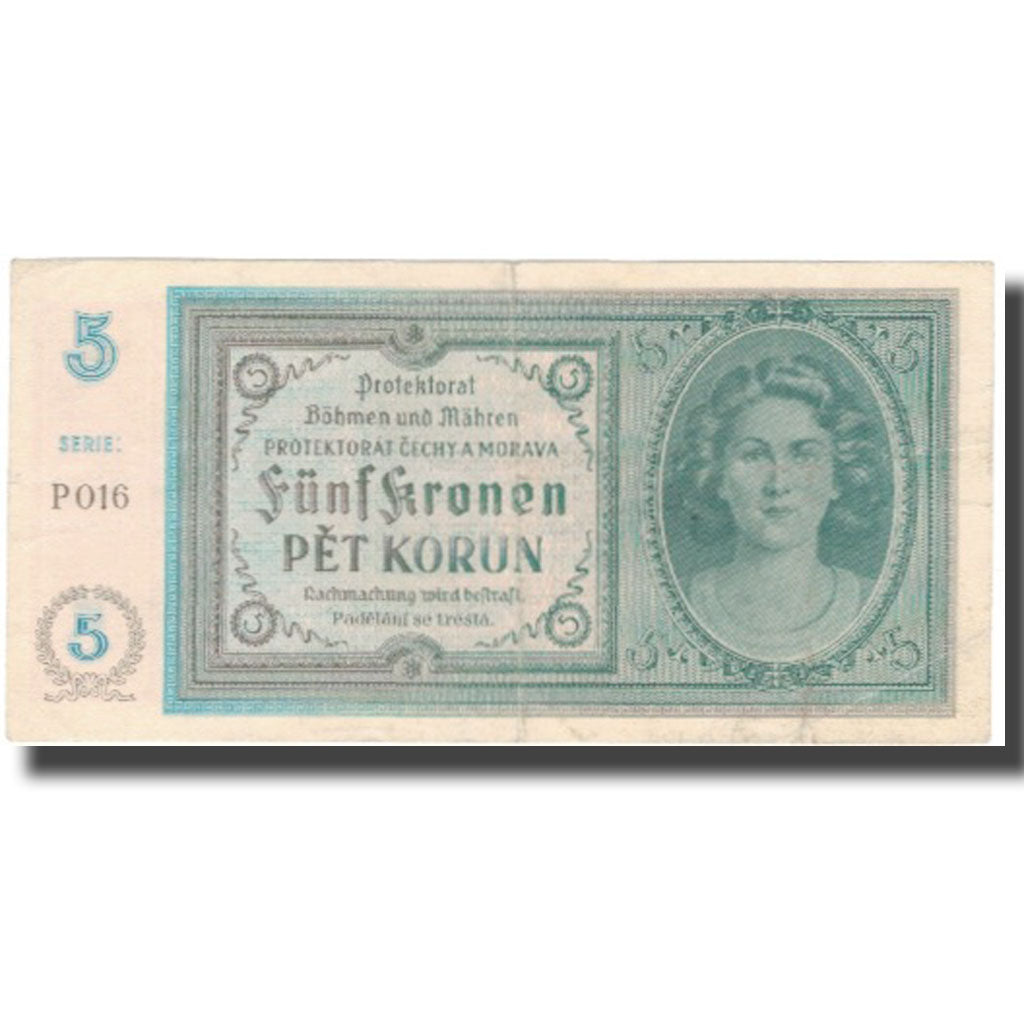Banknote, Bohemia and Moravia, 5 Korun, KM:4a, EF(40-45)