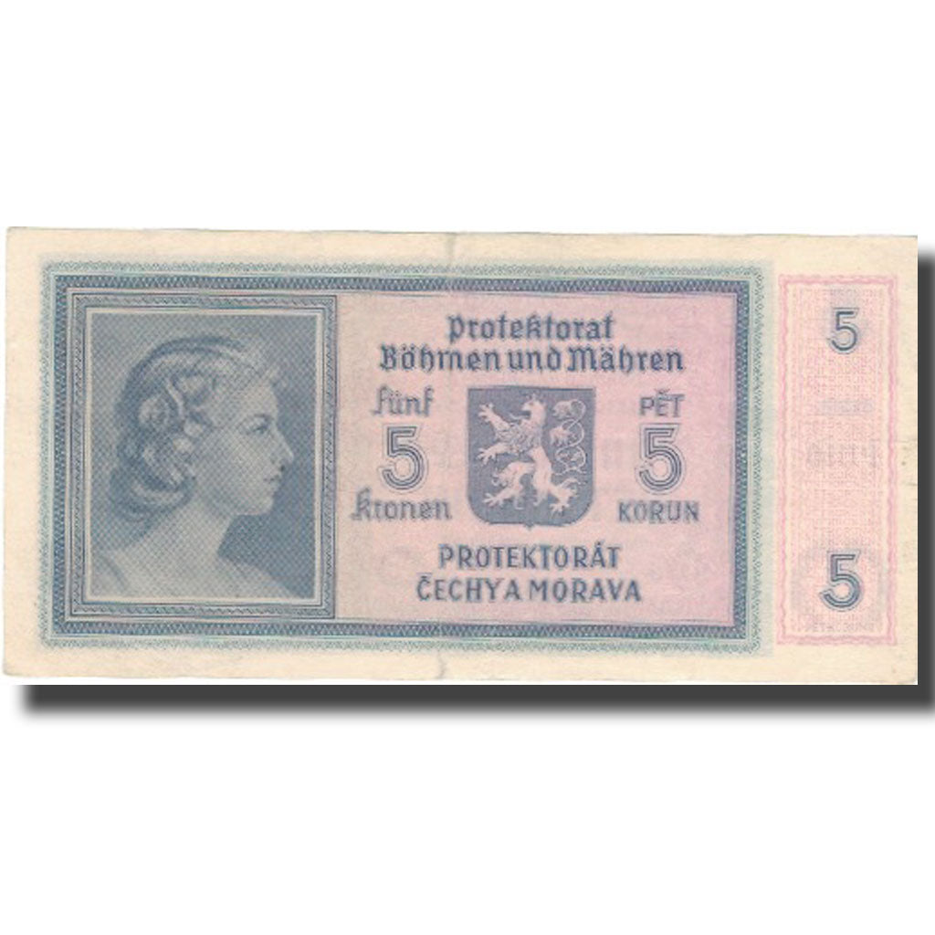 Banknote, Bohemia and Moravia, 5 Korun, KM:4a, EF(40-45)