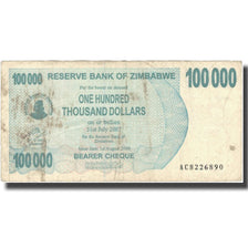 Biljet, Zimbabwe, 100,000 Dollars, 2007, 2007-07-31, KM:48b, B+