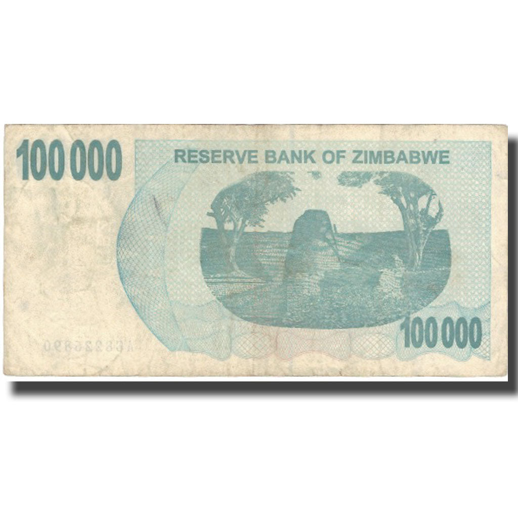 Biljet, Zimbabwe, 100,000 Dollars, 2007, 2007-07-31, KM:48b, B+