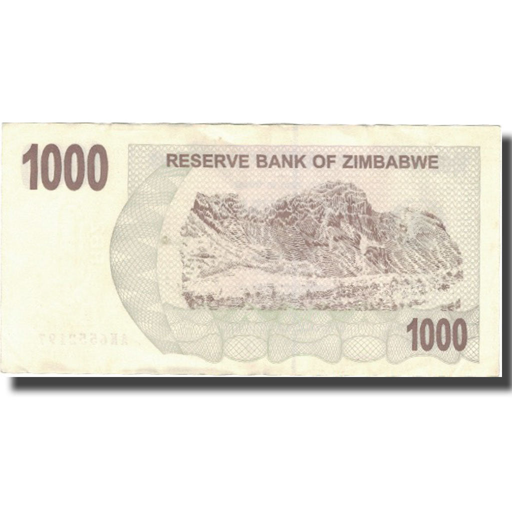 Biljet, Zimbabwe, 1000 Dollars, 2007, 2007-07-31, KM:44, TTB+