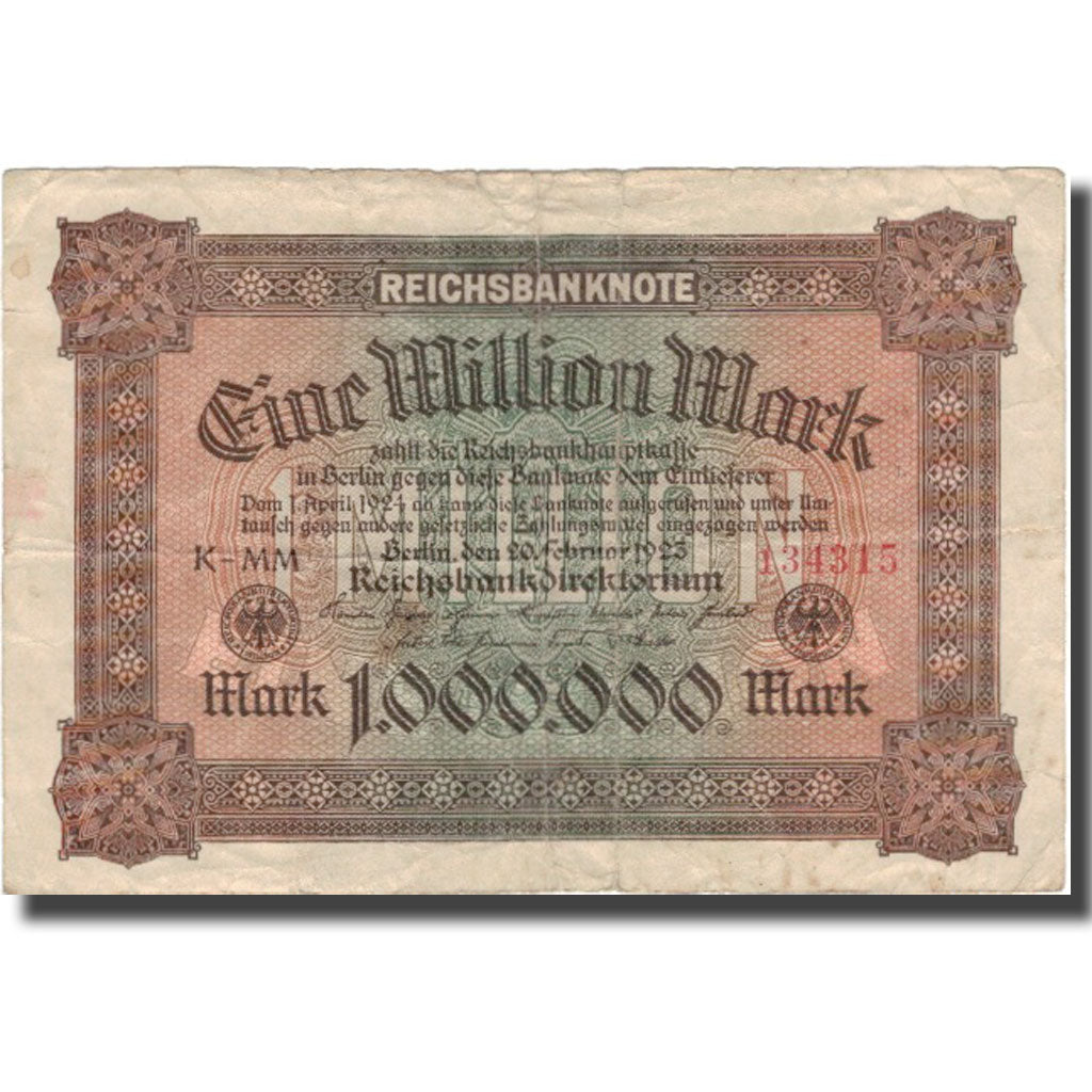 Banknote, Germany, 1 Million Mark, 1923, 1923-02-20, F(12-15)