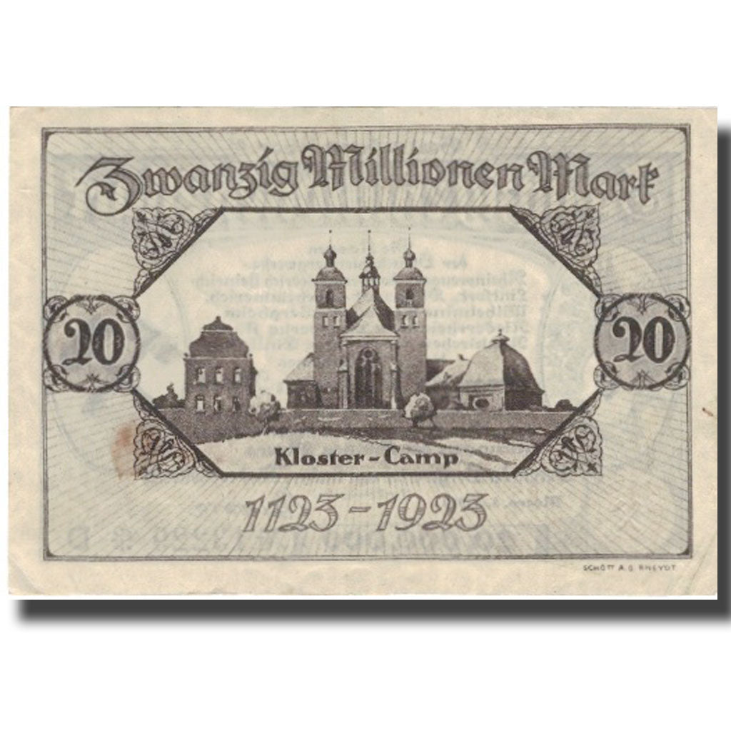 Banknote, Germany, Nieheim, 20 Millionen Mark, Eglise, 1923, 1923-09-04