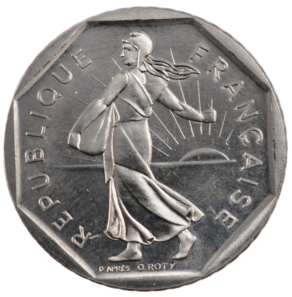 FRANCE, 2 Francs, 1991, MS(65-70), Nickel, Gadoury #547, 7.50