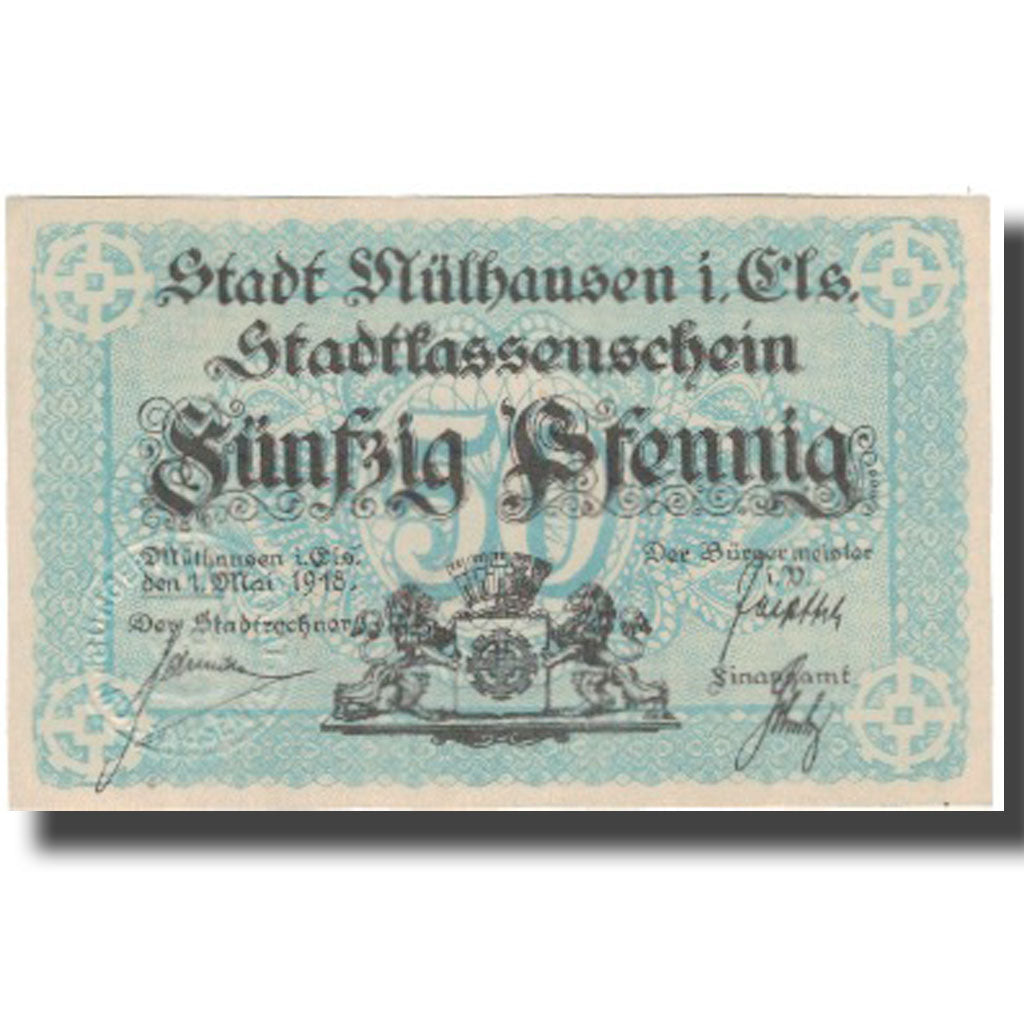 France, Mulhouse, 50 Pfennig, 1918, AU(55-58)