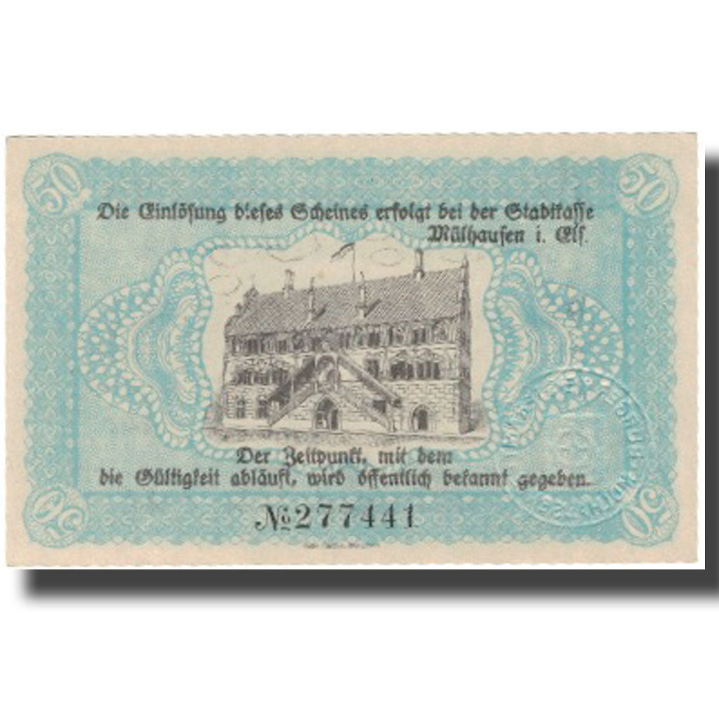 France, Mulhouse, 50 Pfennig, 1918, AU(55-58)