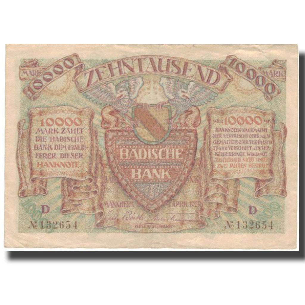 Banconote, Germania, 10000 Mark, Ecusson, 1923, 1923-04-01, BB
