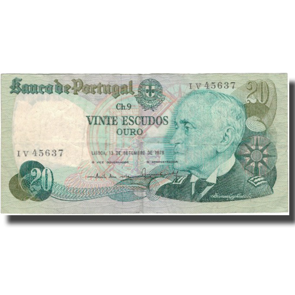 Geldschein, Portugal, 20 Escudos, 1978, 1978-09-13, KM:176a, SS