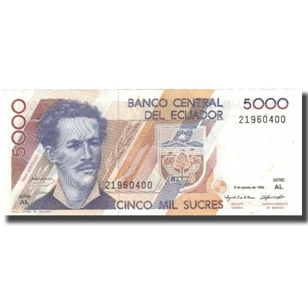 Banknote, Ecuador, 5000 Sucres, 1995, 1995-08-08, KM:128b, AU(50-53)