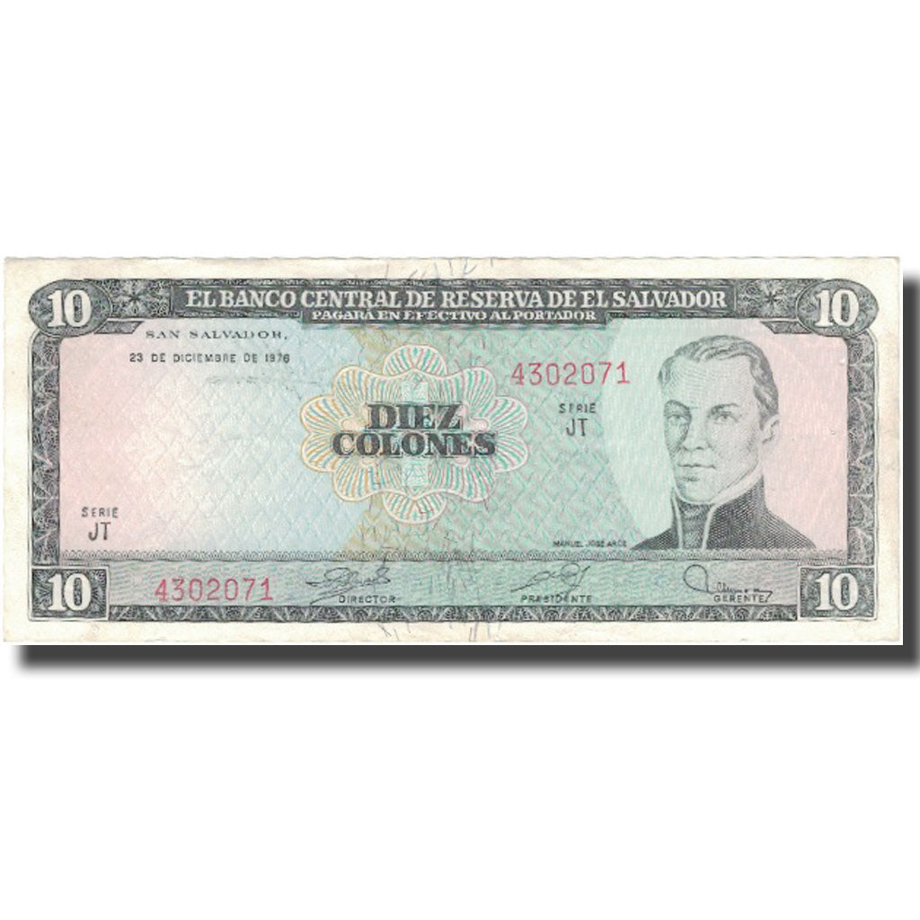 Billete, 10 Colones, 1976, El Salvador, 1976-12-23, KM:118a, MBC+