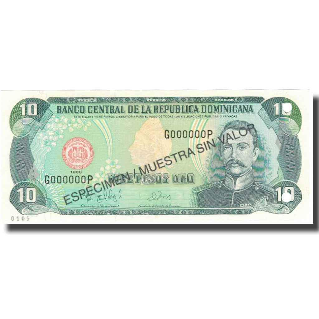 Billete, 10 Pesos Oro, 1998, República Dominicana, 1998, Specimen, KM:153s, UNC