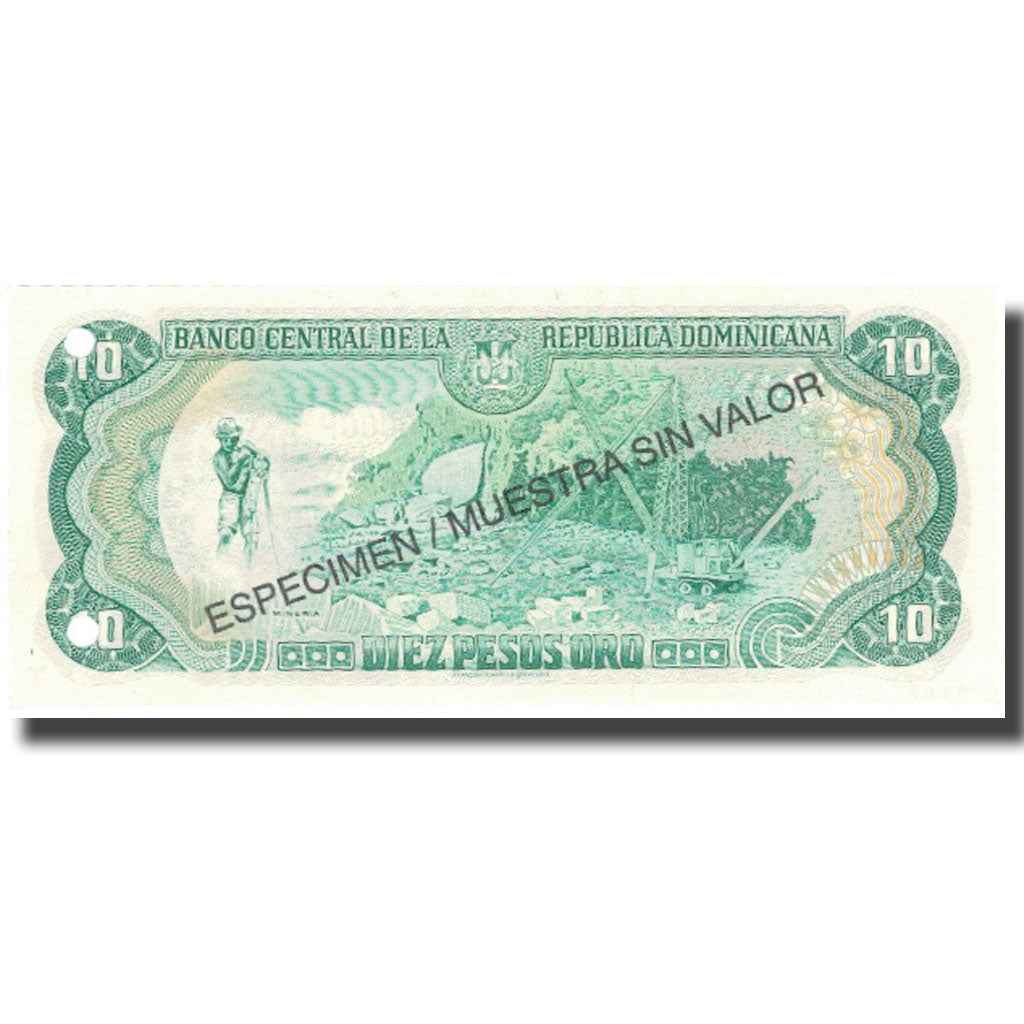 Billete, 10 Pesos Oro, 1998, República Dominicana, 1998, Specimen, KM:153s, UNC