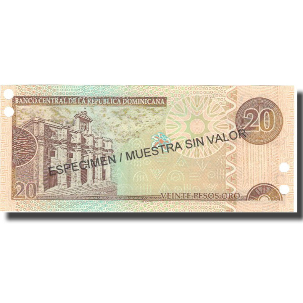 Billete, 20 Pesos Oro, 2002, República Dominicana, 2002, Specimen, KM:169s3